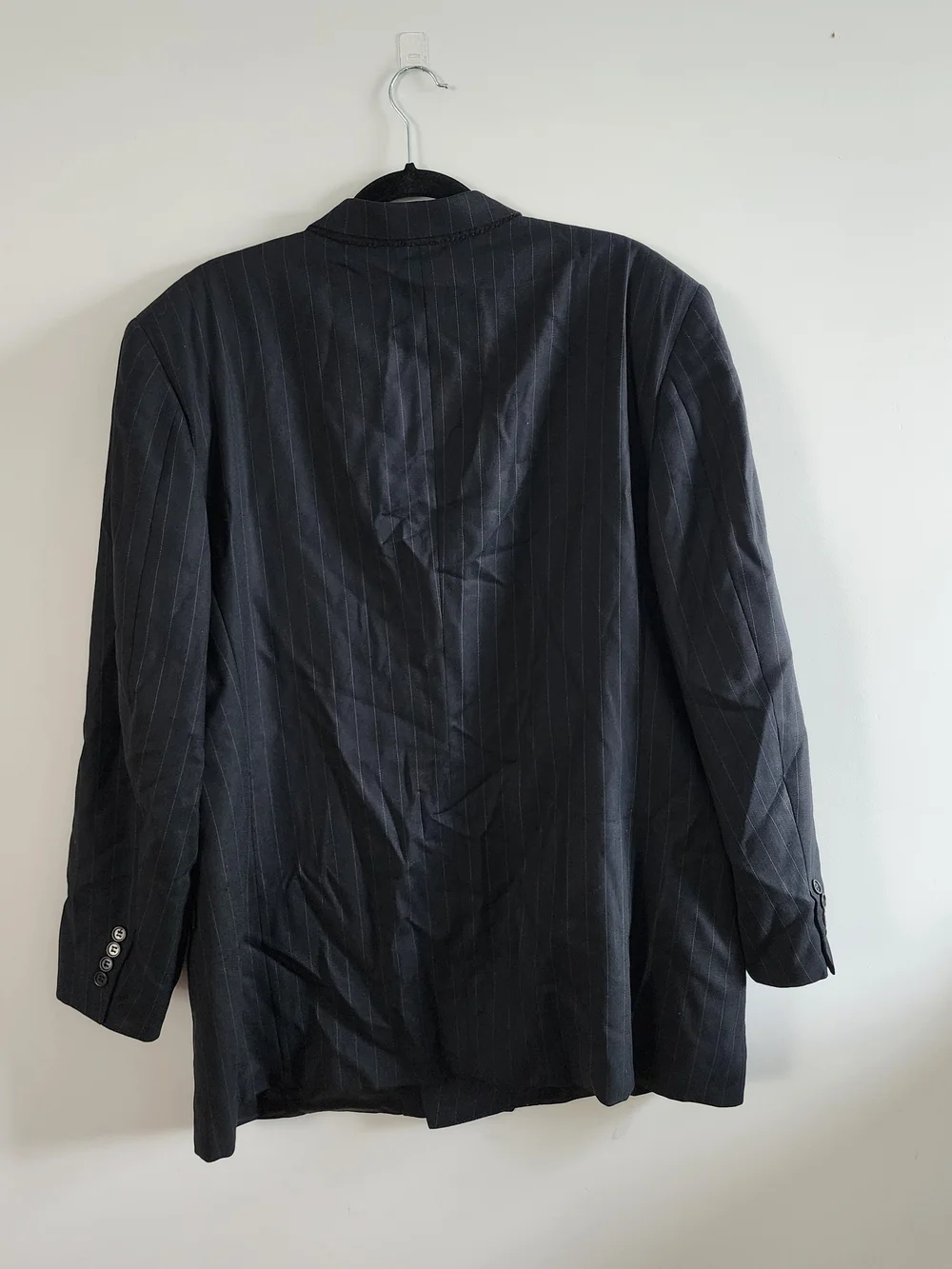 Canali Men's Blazer Black Pinstripe 56R (XL) 100% Wool Made In Italy Designer